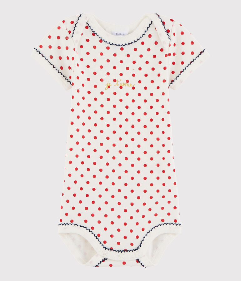 Kurz&auml;rmeliger Baby-Body M&auml;dchen weiss/rot