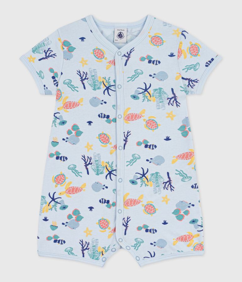 Baby-Kurzoverall aus Baumwolle mit leuchtenden Meer-Motiven blau/vielfarbig