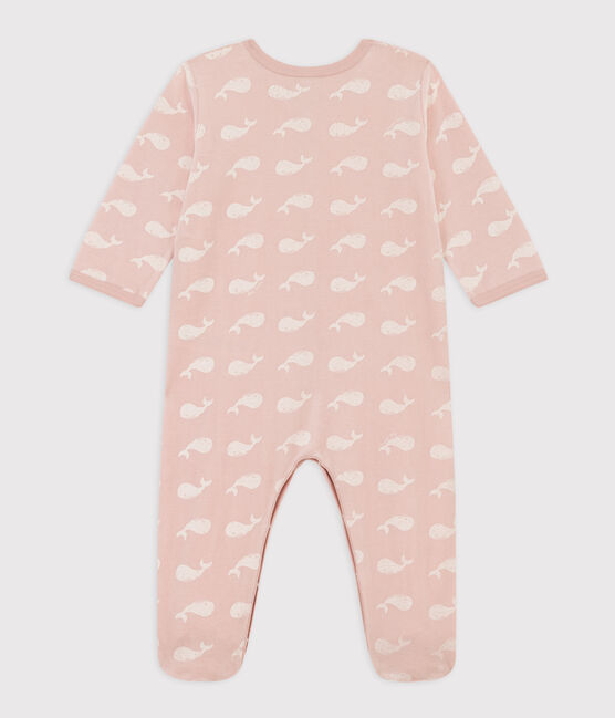Baby-Strampler aus Samt mit rosa Walmotiv SALINE/ MARSHMALLOW