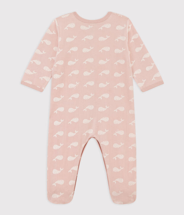 Baby-Strampler aus Samt mit rosa Walmotiv rosa/weiss