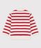 Baby-Pullover aus Jersey weiss MARSHMALLOW/rot TERKUIT