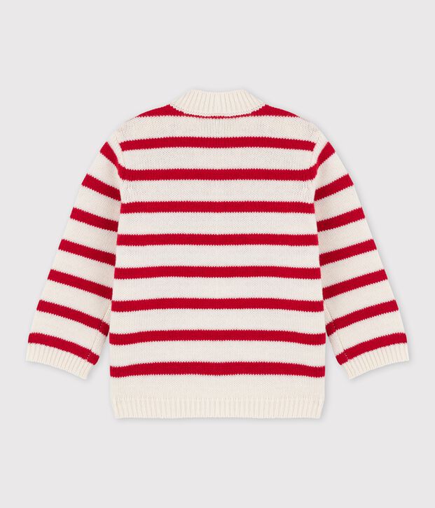 Baby-Pullover aus Jersey weiss/rot