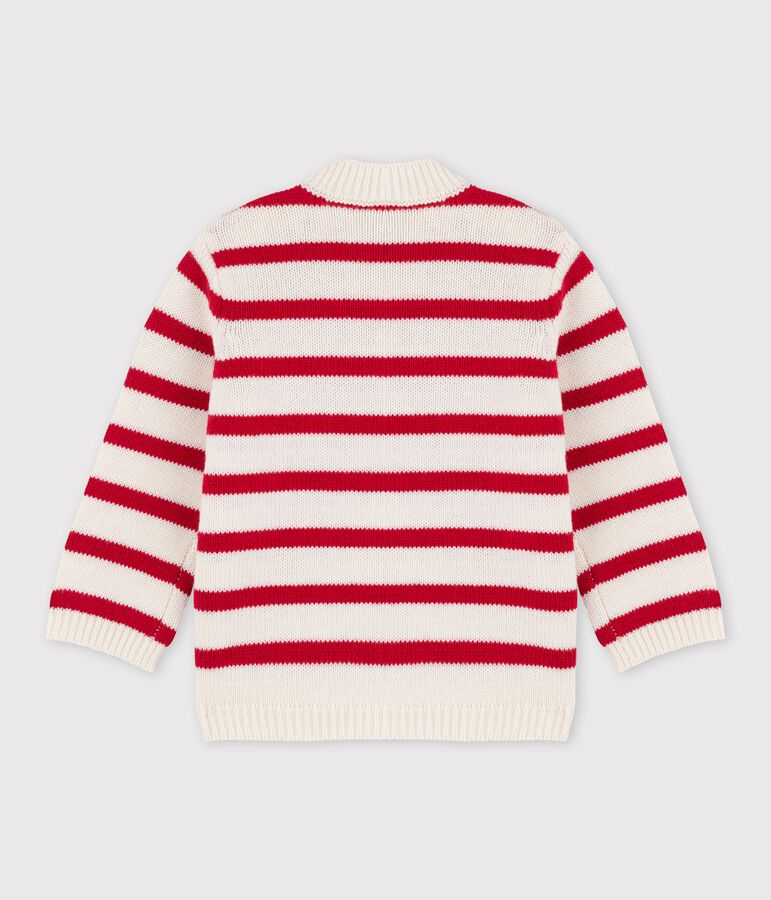 Baby-Pullover aus Jersey weiss/rot