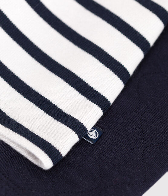 Langärmeliges Baby-Kleid aus Doppeljersey blau SMOKING/weiss MARSHMALLOW