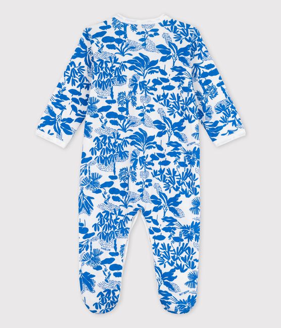 Baby-Strampler aus Baumwolle mit Pflanzenmuster weiss MARSHMALLOW/blau BRASIER