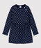 Langärmeliges Kinderkleid aus Molton für Mädchen blau SMOKING/weiss MARSHMALLOW