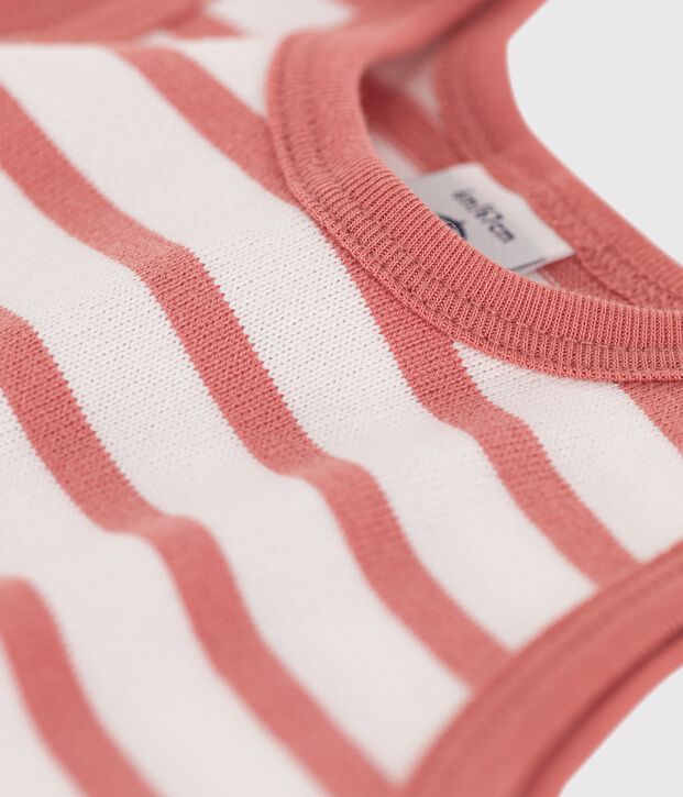 Baby-Kurzoverall aus dickem Jersey weiss/rosa