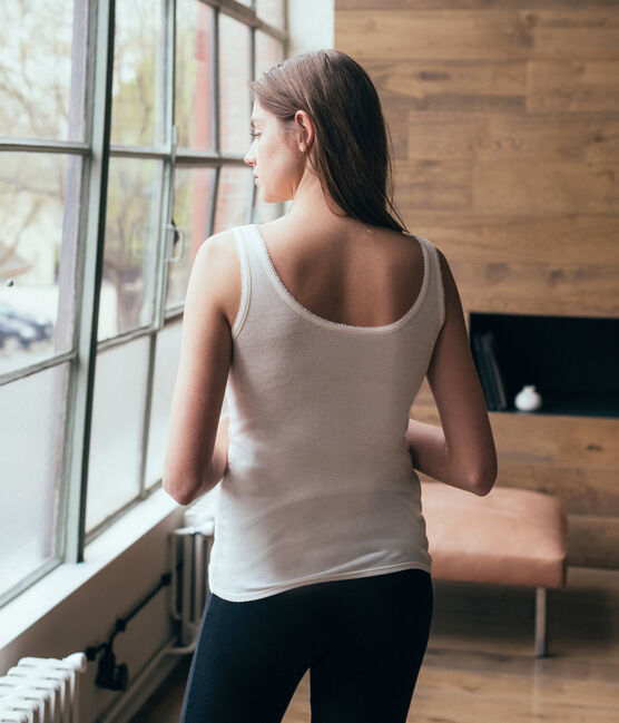 Tanktop aus 2 x 2 Rippstrick für Damen weiss MARSHMALLOW