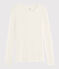 Damen-T-Shirt aus Wolle und Baumwolle weiss MARSHMALLOW