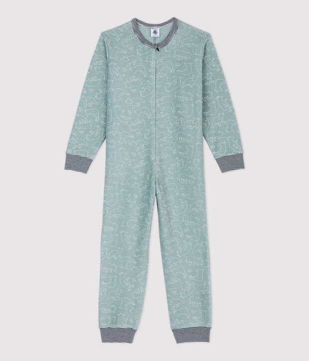 Overall aus Frottee mit B&auml;ren-Motiv grau/weiss