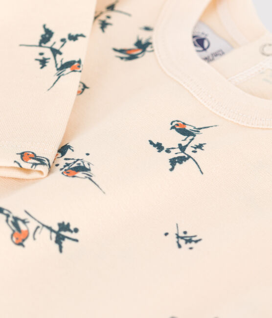 Langärmeliges Baby-T-Shirt aus bedrucktem Jersey weiss AVALANCHE/ MULTICO