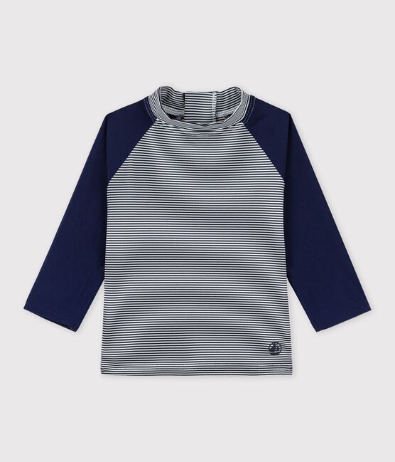 Baby-T-Shirt mit UV-Schutz aus recycelten Materialien blau SMOKING/weiss MARSHMALLOW