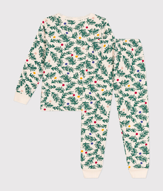 Kinder-Pyjama aus aufgerautem Molton mit Tannenbäumen weiss AVALANCHE/ MULTICO