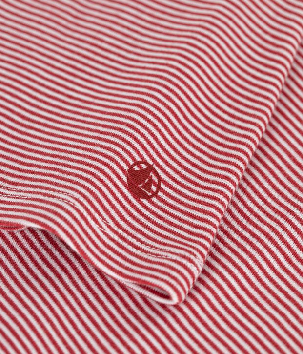 Damen-Rollkragenshirt aus Baumwolle mit Streifen rot/weiss