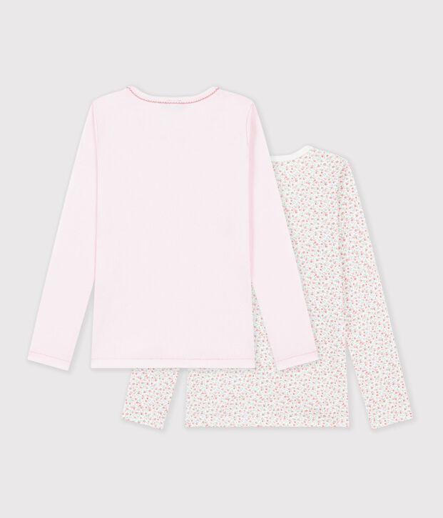 Set lang&auml;rmeliger Kinder T-Shirts aus Baumwolle mit Blumenmuster vielfarbig