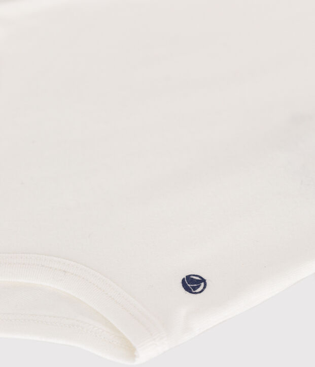 Kurz&auml;rmeliger Baby-Body mit Polokragen aus Baumwolle weiss