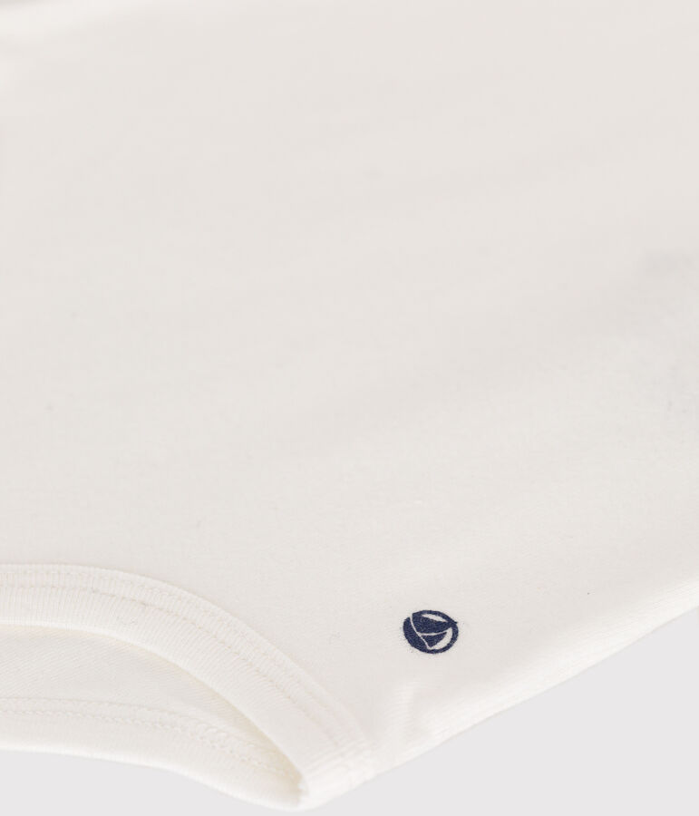 Kurz&auml;rmeliger Baby-Body mit Polokragen aus Baumwolle weiss