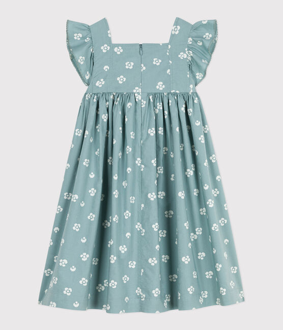 Ärmelloses langes Kinder-Kleid aus Baumwolle mit Blumenmuster blau PAUL/weiss MARSHMALLOW