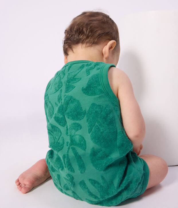 Baby-Kurzoverall aus Baumwolle mit Palmenmotiv gr&uuml;n