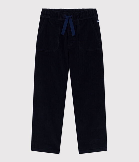 Kinder-Hose mit geradem Schnitt aus einfarbigem Fein-Cord blau SMOKING