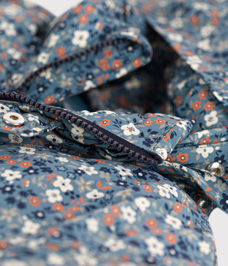 Halblange bedruckte Kinder-Winterjacke f&uuml;r M&auml;dchen blau/vielfarbig