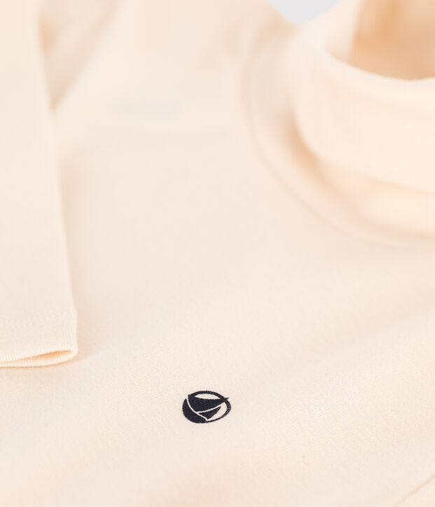 Kinder-Rollkragenshirt aus Baumwolle naturfarben