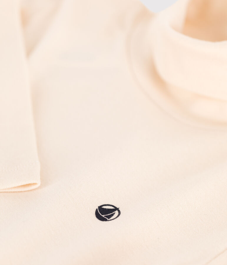Kinder-Rollkragenshirt aus Baumwolle naturfarben