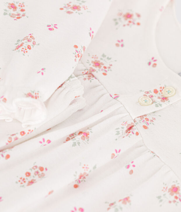 Kinder-Pyjama aus Baumwolle mit Blumenmotiv weiss/vielfarbig