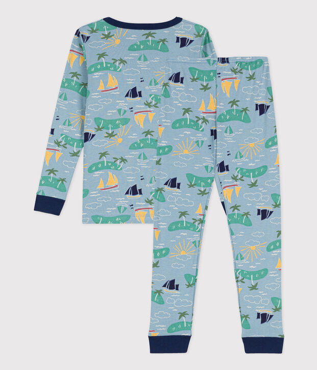 Kinderpyjama f&uuml;r Entdecker aus Baumwolle in eng geschnittener Passform blau/vielfarbig