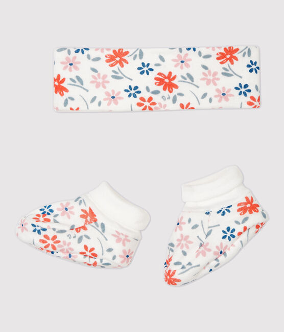 Set mit Haarband und Schuhen aus Bio-Baumwolle mit Blumenmuster für Mädchen variante 1
