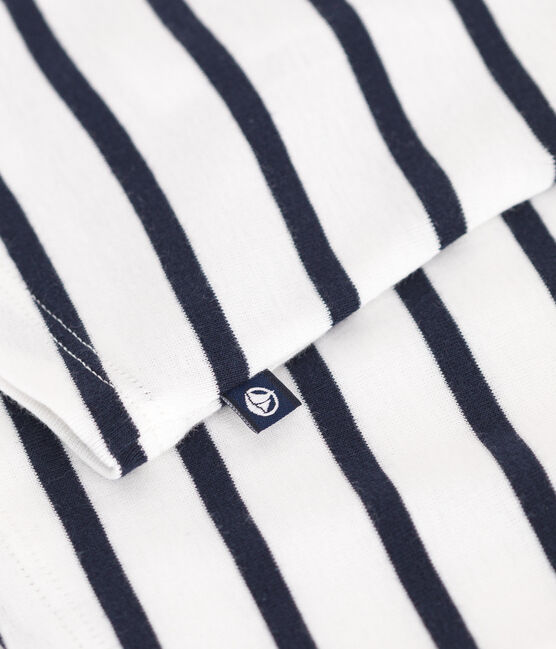 Ärmellose Baby-Bluse aus Baumwolle mit Streifen weiss MARSHMALLOW/blau SMOKING