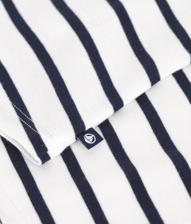 &Auml;rmellose Baby-Bluse aus Baumwolle mit Streifen weiss/blau