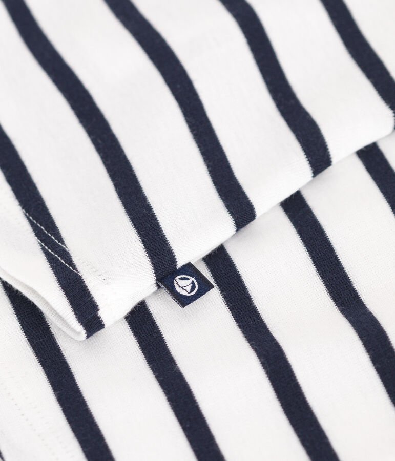 &Auml;rmellose Baby-Bluse aus Baumwolle mit Streifen weiss/blau