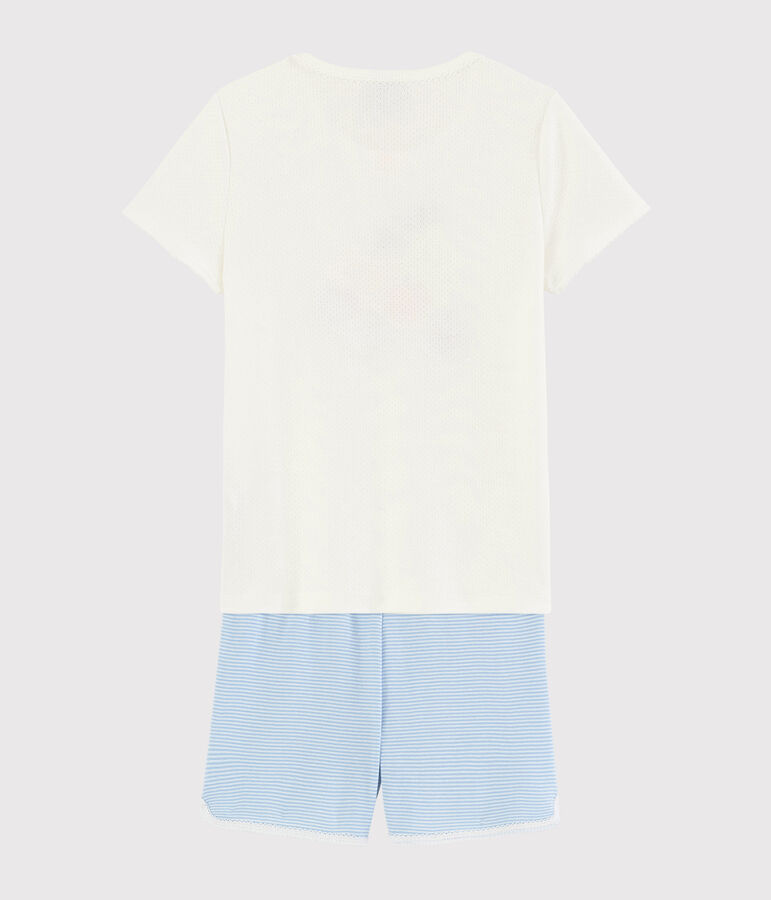 Kinder-Krzpyjama aus Baumwolle mit Obstmuster f&uuml;r M&auml;dchen weiss/vielfarbig