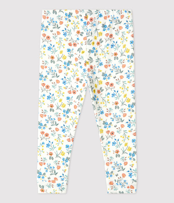 Baby-Leggings aus Baumwolle mit Blumemuster weiss MARSHMALLOW/weiss MULTICO