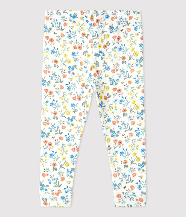 Baby-Leggings aus Baumwolle mit Blumemuster weiss/vielfarbig