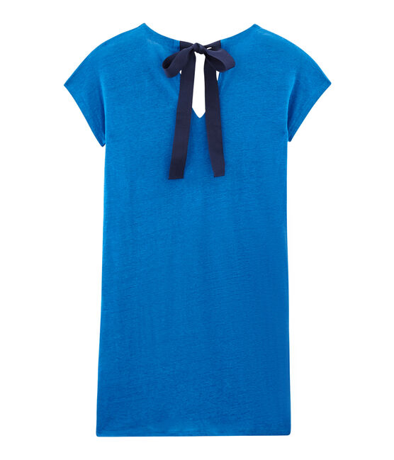 Kurzärmeliges leinenkleid damen blau RIYADH