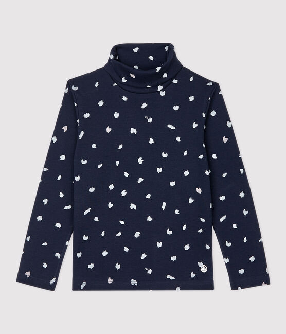 Kinder-Unterziehpullover aus Baumwolle für Mädchen blau SMOKING/weiss MULTICO