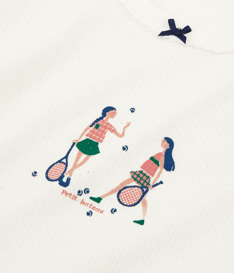 Rippstrick-Pyjama f&uuml;r kleine M&auml;dchen. weiss MARSHMALLOW/rosa ROSAKO