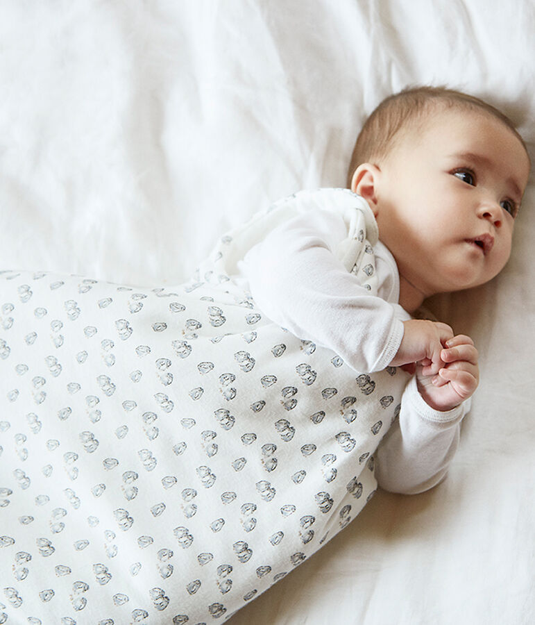 Babyschlafsack aus Velours weiss/grau/vielfarbig