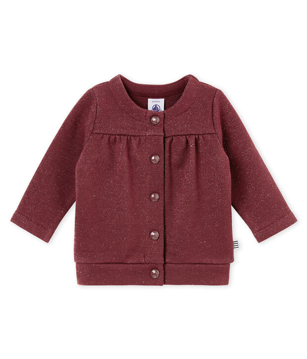Glitzernder Baby M&auml;dchenCardigan aus Molton rot/gelb