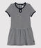 Kurzärmeliges Baby-Kleid aus 2x2-Rippstrick für Mädchen blau SMOKING/weiss MARSHMALLOW