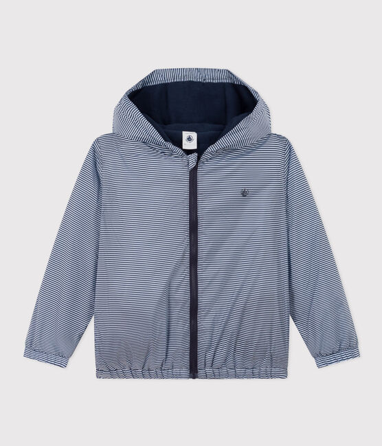 Warme Windjacke aus recyceltem Polyester für Kinder Mädchen/Jungen blau SMOKING/weiss MARSHMALLOW