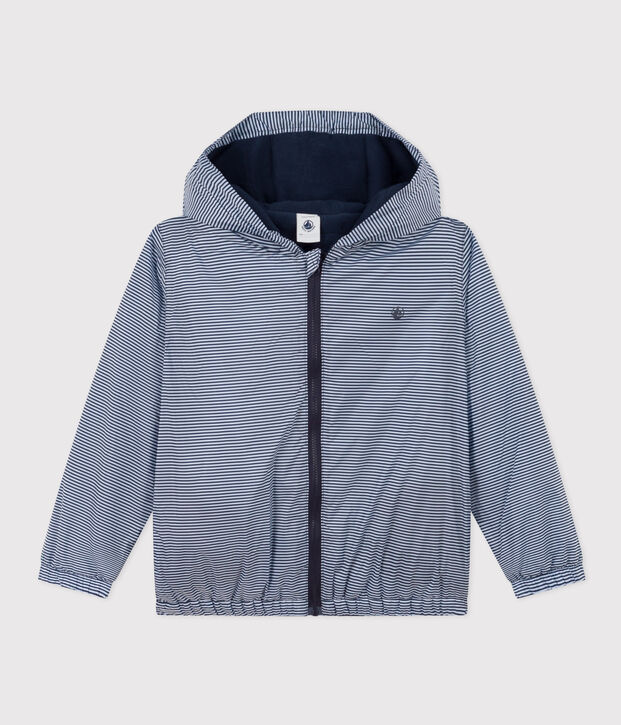 Warme Windjacke aus recyceltem Polyester f&uuml;r Kinder M&auml;dchen/Jungen blau/weiss