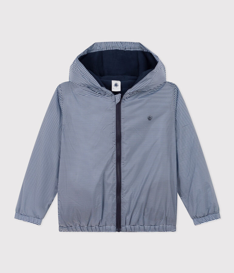 Warme Windjacke aus recyceltem Polyester f&uuml;r Kinder M&auml;dchen/Jungen blau/weiss