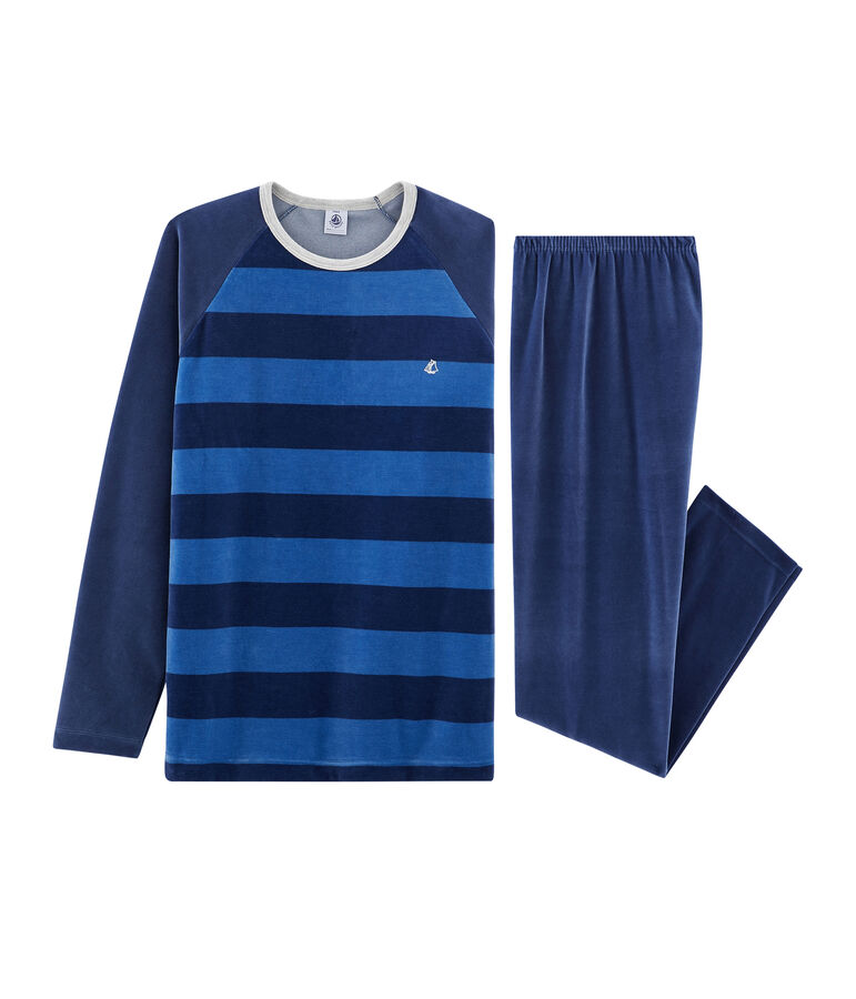 Kinderpyjama aus Nicki f&uuml;r Jungen blau/blau