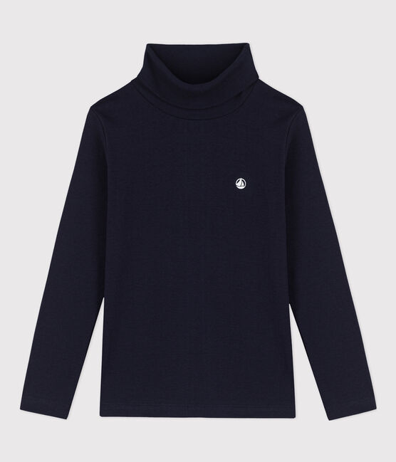 Kinder-Rollkragenshirt aus Baumwolle blau SMOKING