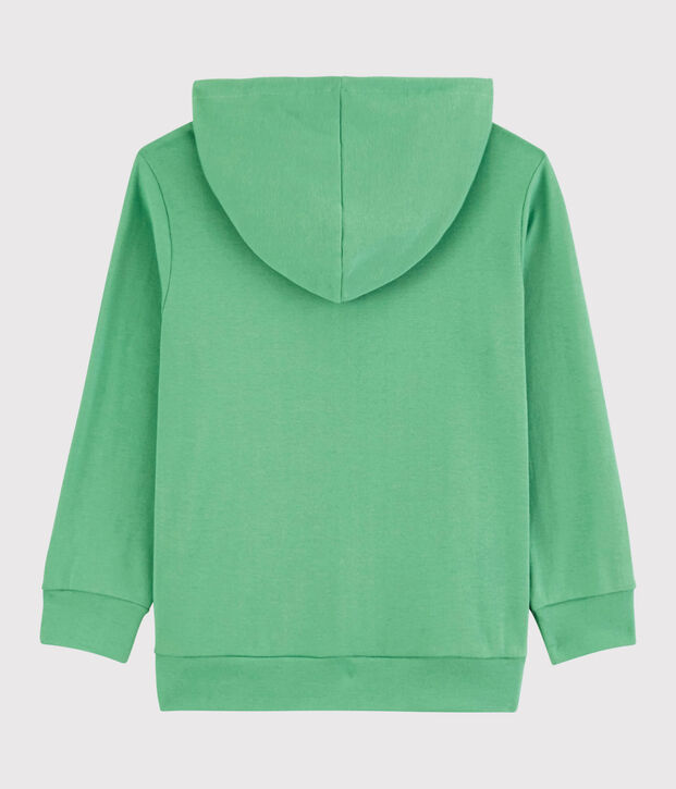 Kinder-Kapuzenshirt mit Rei&szlig;verschluss aus Baumwolle f&uuml;r Jungen gr&uuml;n