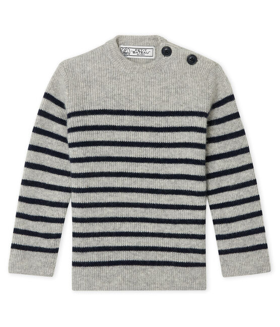Baby-Kaschmirpullover für Jungen grau BELUGA/blau SMOKING