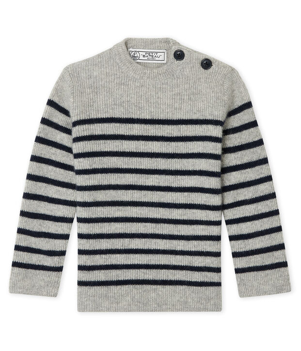 Baby-Kaschmirpullover f&uuml;r Jungen grau/blau
